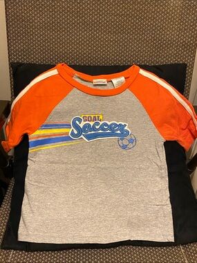 Kid Connection Vintage Boys Goal Soccer Raglan Tee - Orange & Gray 3T (B)